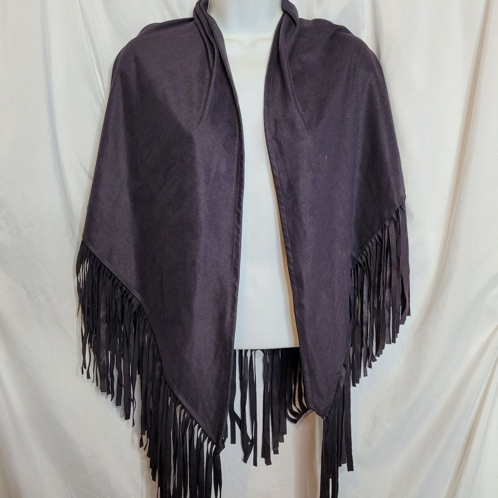 Symphony Designs Black Fringed Shawl Wrap 61 x 30 Inches Made in Italy